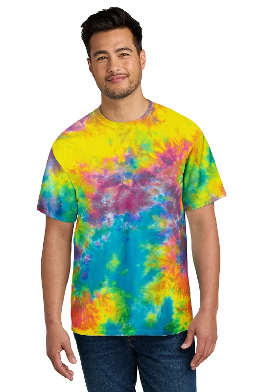 Men's short-sleeve fresh icy-slate tee-Port & Company Mens Crystal Tie-Dye Short Sleeve Crewneck T-Shirt - Jeweltone