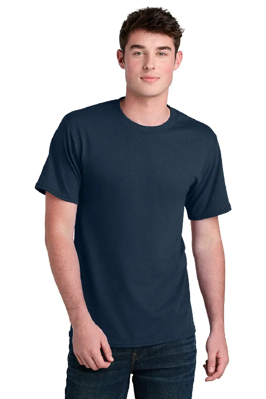 Men's short-sleeve casual bold-rich-sporty-edgy-black tee-Port & Company Mens Core Blend Recycled Short Sleeve Crewneck T-Shirt - Navy Blue - New