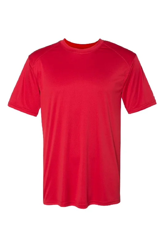 Men's short-sleeve lightweight flex shirt-Badger Mens Ultimate SoftLock Moisture Wicking Short Sleeve Crewneck T-Shirt - Red - Closeout