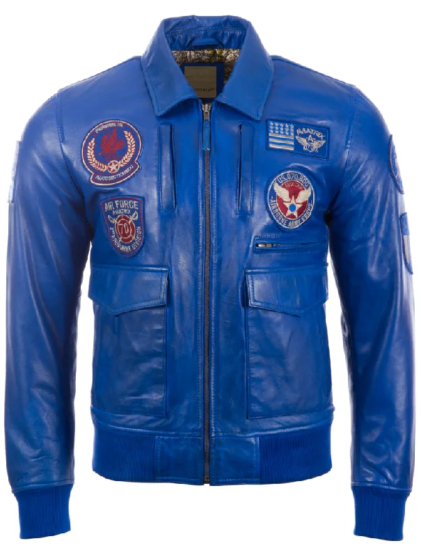 Men's dark midnight jackets-9079 Aviatrix Men's Pilot Jacket - Electric Blue