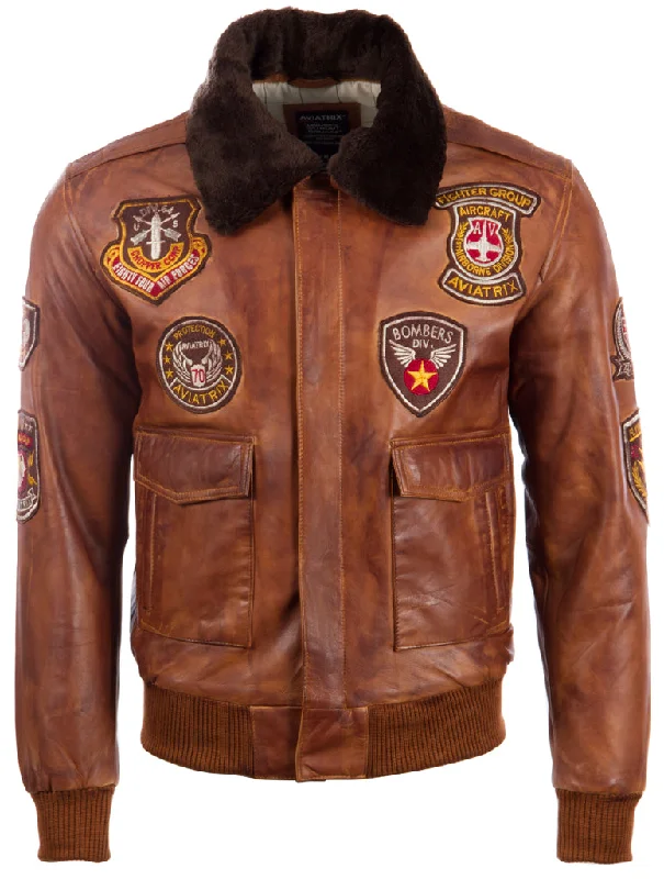 Men's rein denim jackets-JWR3 Men's Aviator Bomber Jacket - Nevada Timber