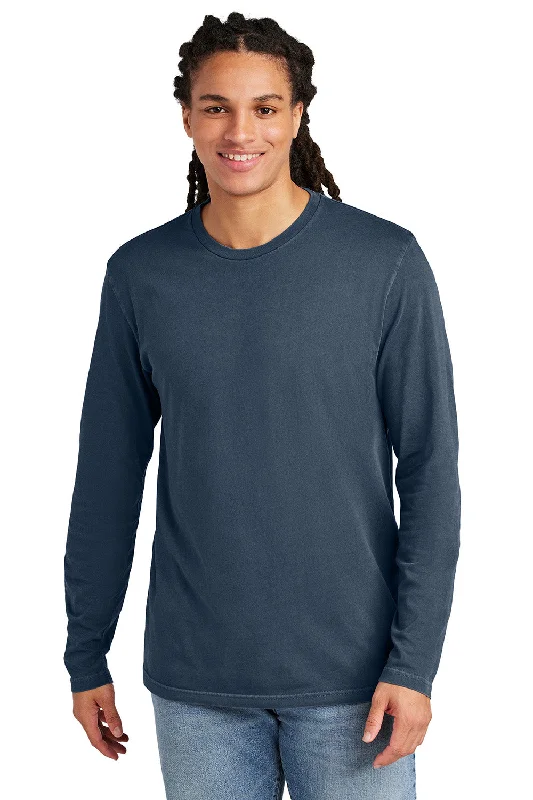 Men's short-sleeve sporty subtle-soft-trendy-cool-lime tee-District Mens District Wash Long Sleeve Crewneck T-Shirt - True Navy Blue - New