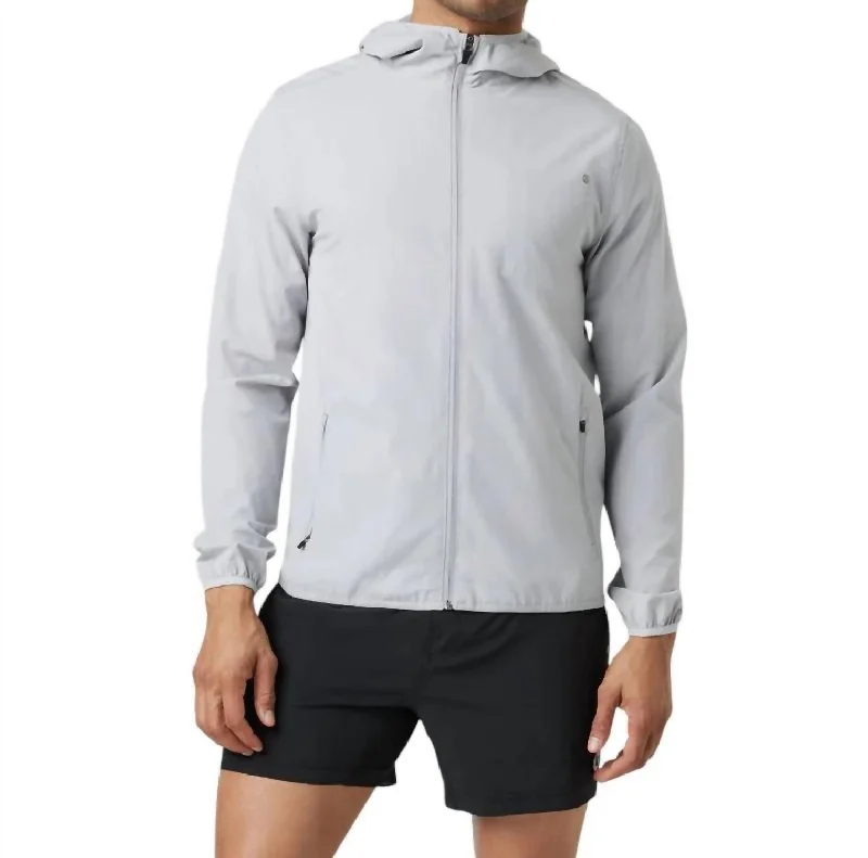 Men's height tall jackets-Men's Outdoor Trainer Shell Jacket In Platinum Linen Texture