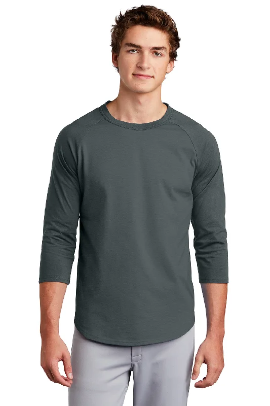 Men's short-sleeve casual nylon shirt-Sport-Tek Mens 3/4 Sleeve Crewneck T-Shirt - Iron Grey