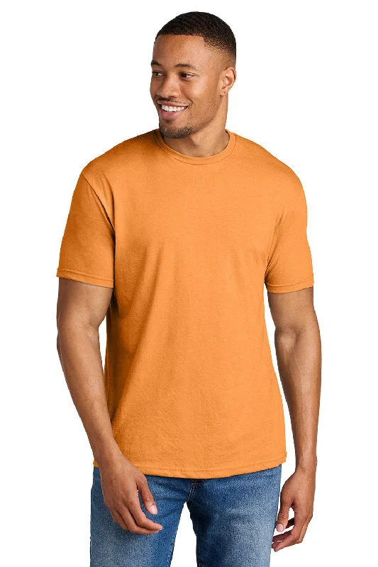 Men's short-sleeve bright artisanal-hand-dyed shirt-Gildan Mens Softstyle CVC Short Sleeve Crewneck T-Shirt - Tangerine Orange Mist