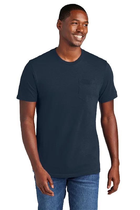 Men's short-sleeve rugged urban-deep-red top-District Mens Very Important Short Sleeve Crewneck T-Shirt w/ Pocket - New Navy Blue