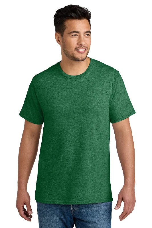 Men's short-sleeve retro cool-rugged-urban-boating shirt-Port & Company Mens CVC Short Sleeve Crewneck T-Shirt - Heather Athletic Kelly Green - New