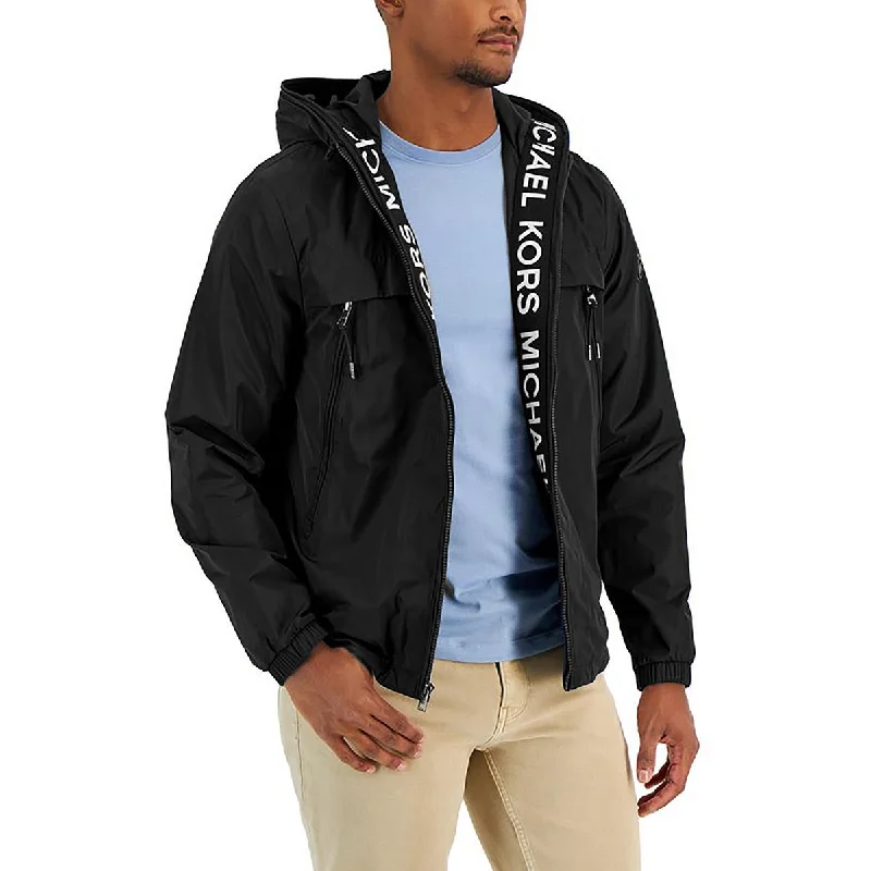 Men's dip cool jackets-Michael Kors Mens Logo Short Windbreaker Jacket