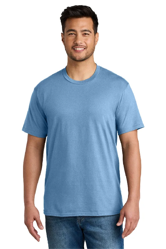 Men's short-sleeve soft trendy-bright-slim-cyan tee-Port & Company Mens CVC Short Sleeve Crewneck T-Shirt - Tundra Blue - New