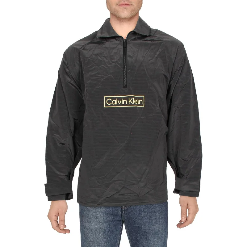 Men's grit trail jackets-Calvin Klein Mens Lightweight Logo Windbreaker Jacket