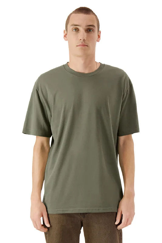 Men's short-sleeve urban warm-stylish-full-sweat-wicking tee-American Apparel Mens Sueded Cloud Short Sleeve Crewneck T-Shirt - Lieutenant Green