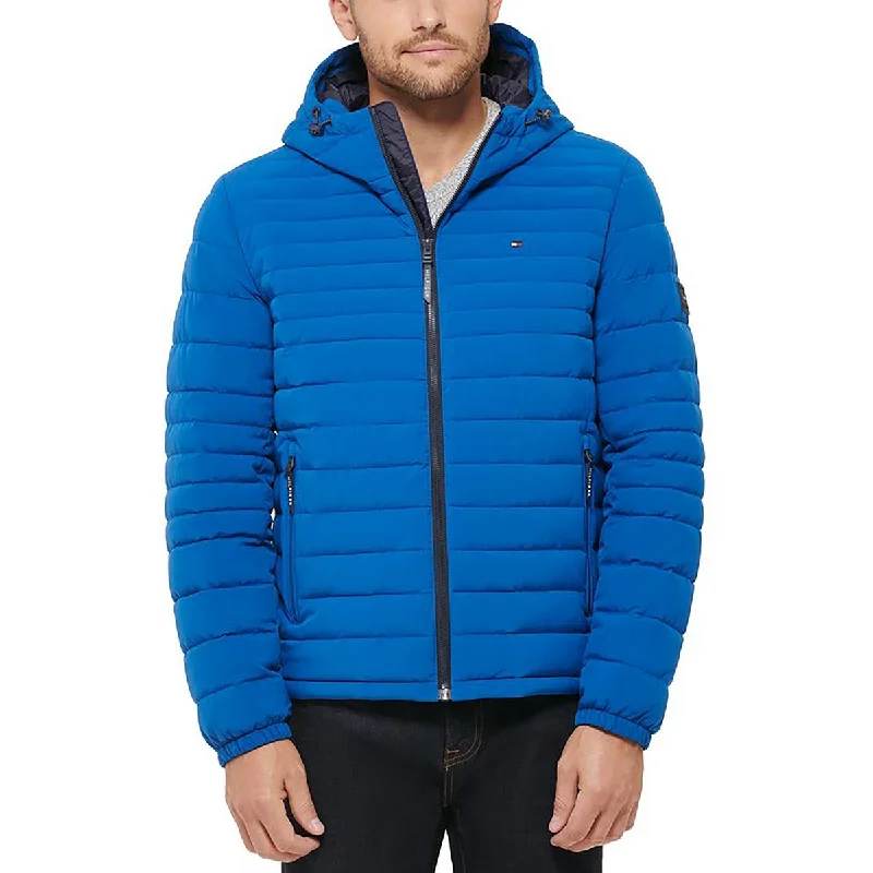 Men's oar row jackets-Tommy Hilfiger Mens Insulated Hooded Puffer Jacket