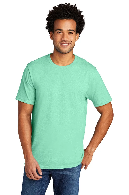 Men's short-sleeve retro loose-orange shirt-Port & Company Mens Short Sleeve Crewneck T-Shirt - Heather Jadeite Green