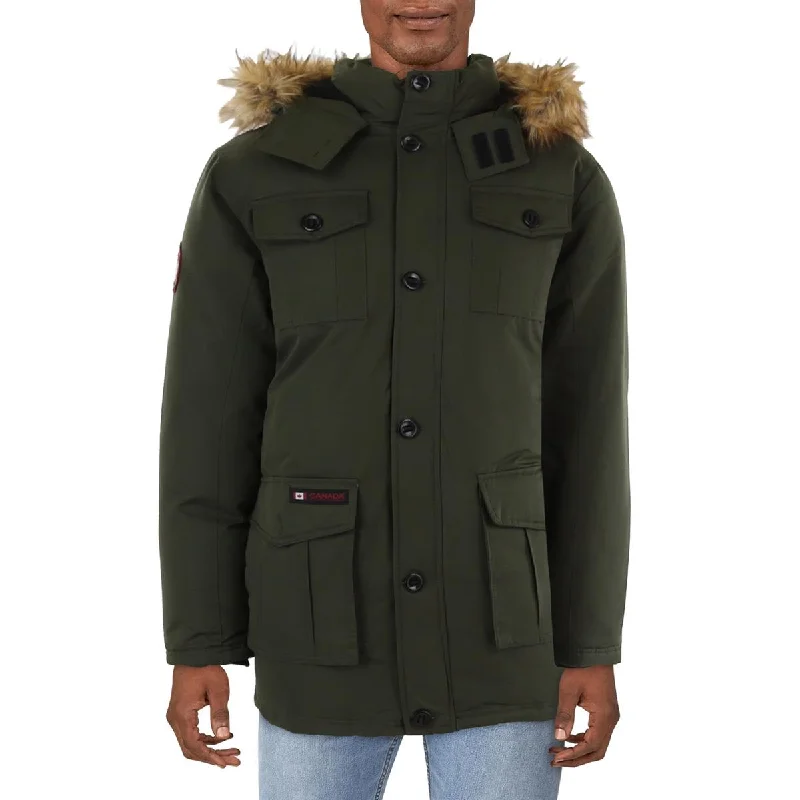 Men's patter rugged jackets-Mens Short Cold Weather Parka Coat