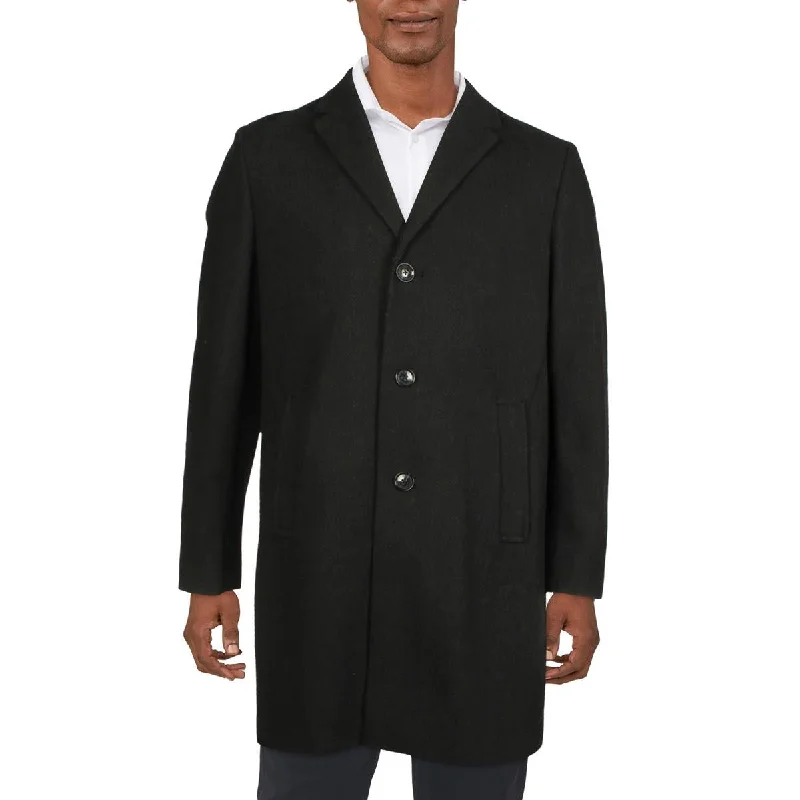 Men's howl windproof jackets-Tommy Hilfiger Mens Addison Wool Blend Midi Overcoat