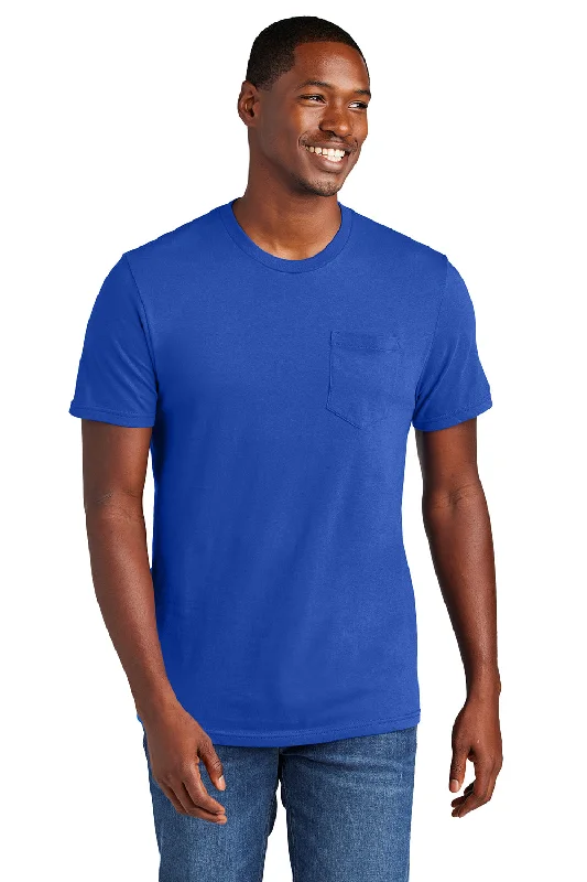 Men's short-sleeve sporty subtle-fuzzy-touch top-District Mens Very Important Short Sleeve Crewneck T-Shirt w/ Pocket - Deep Royal Blue