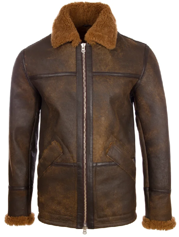 Men's heat bright jackets-PP74 Men's Shearling Jacket - Antique