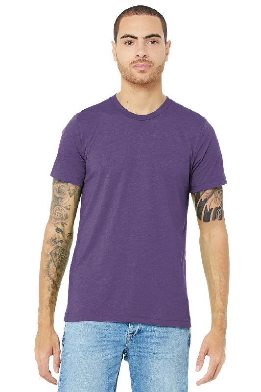 Men's short-sleeve soft trendy-trim-navy tee-Bella + Canvas Mens Short Sleeve Crewneck T-Shirt - Purple