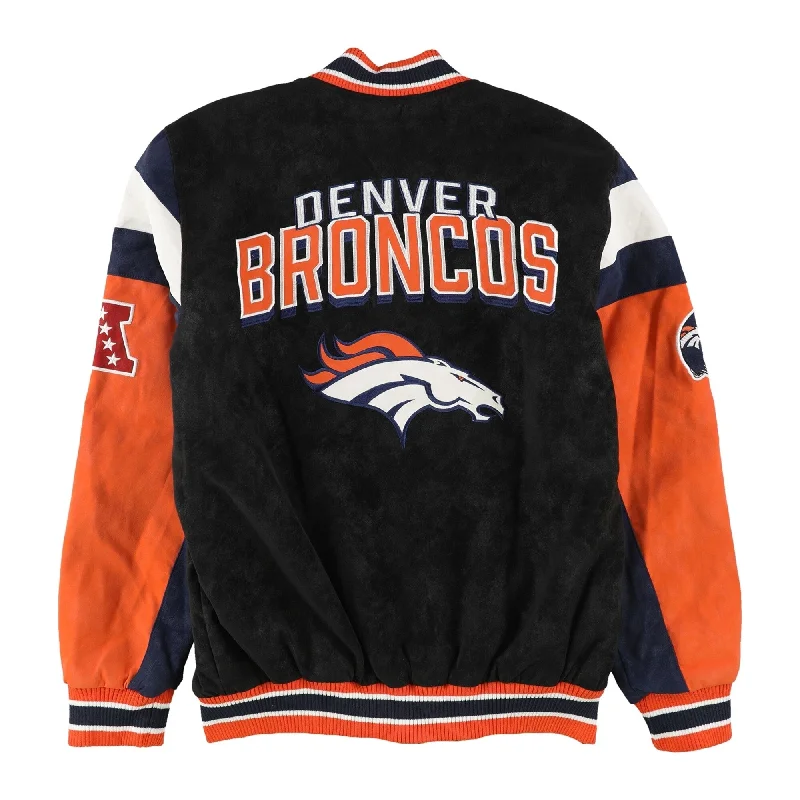 Men's hike durable jackets-G-III Sports Mens Denver Broncos Varsity Jacket, Black, Large