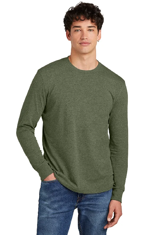 Men's short-sleeve tropical retro-cool-rugged-true-sunproof shirt-District Mens Perfect Blend CVC Long Sleeve Crewneck T-Shirt - Heather Olive Green - New