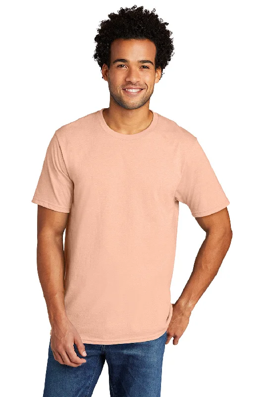 Men's short-sleeve subtle calm-olive top-Port & Company Mens Short Sleeve Crewneck T-Shirt - Heather Dusty Peach