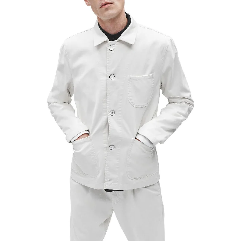 Men's step casual jackets-Rag & Bone Mens Cotton Blend Solid Shirt Jacket