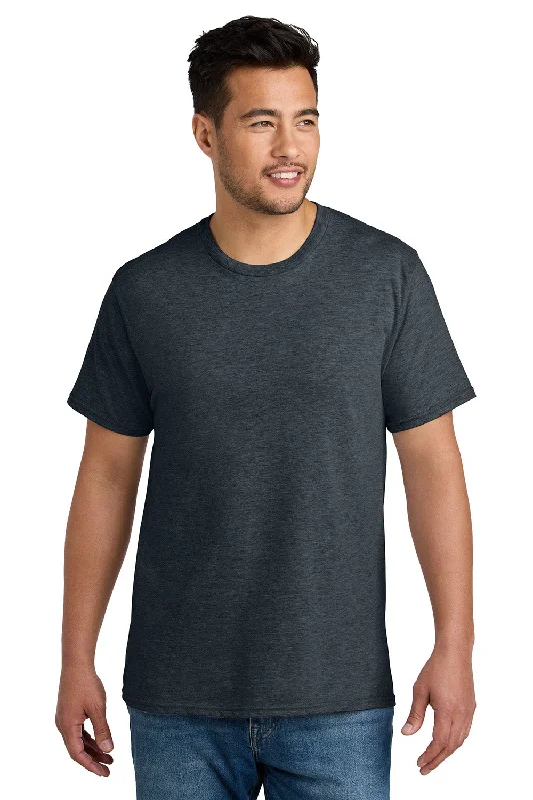 Men's short-sleeve trendy bright-deep-classic-angling shirt-Port & Company Mens CVC Short Sleeve Crewneck T-Shirt - Heather Dark Grey - New