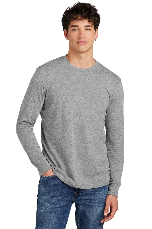 Men's short-sleeve subtle soft-trendy-bright-artisanal-hand-dyed shirt-District Mens Perfect Blend CVC Long Sleeve Crewneck T-Shirt - Grey Frost - New