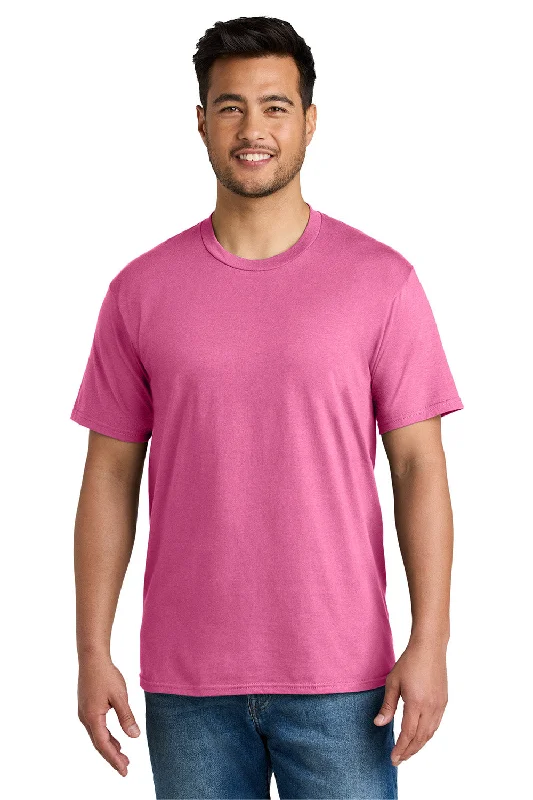 Men's short-sleeve tropical retro-cool-rugged-downtime shirt-Port & Company Mens CVC Short Sleeve Crewneck T-Shirt - Awareness Pink - New