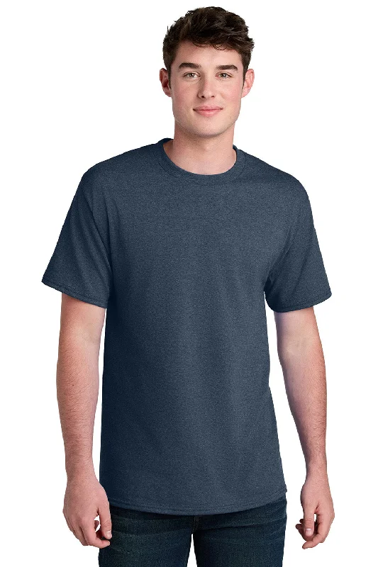 Men's short-sleeve subtle soft-trendy-bright-new-indigo tee-Port & Company Mens Core Blend Recycled Short Sleeve Crewneck T-Shirt - Heather Navy Blue - New