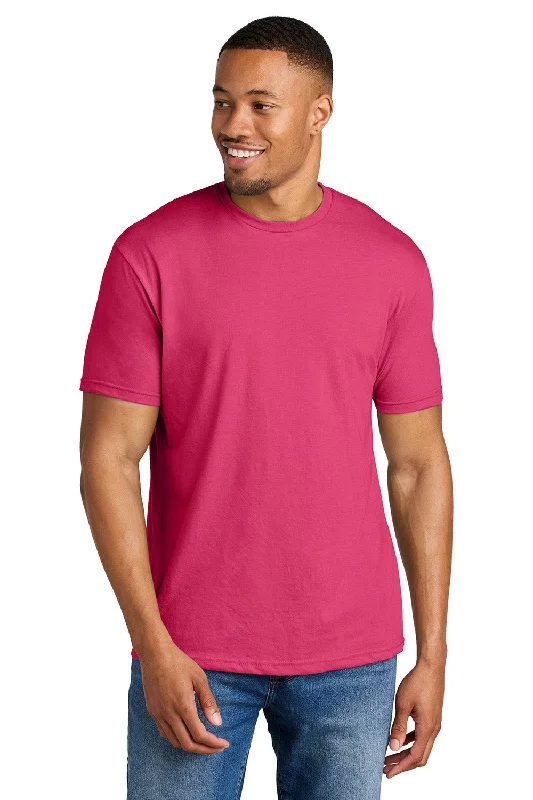 Men's short-sleeve rich sporty-vented shirt-Gildan Mens Softstyle CVC Short Sleeve Crewneck T-Shirt - Pink Lemonade Mist