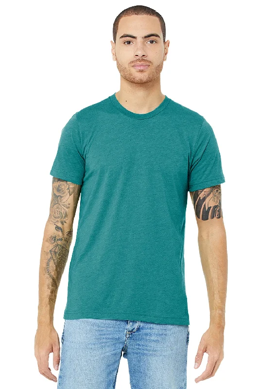 Men's short-sleeve retro cool-breezy-linen tee-Bella + Canvas Mens Short Sleeve Crewneck T-Shirt - Teal Green