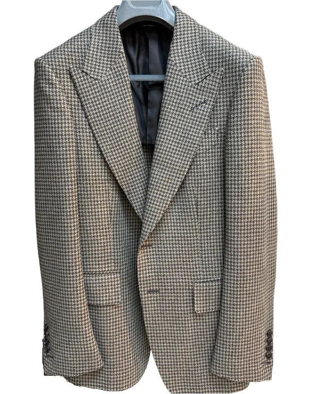 Men's blade sharp jackets-Tom Ford Mens Patterned Blazer in Gray