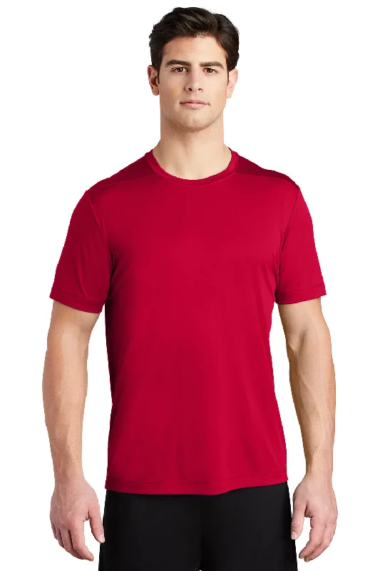 Men's short-sleeve vibrant hip-hop shirt-Sport-Tek Mens Moisture Wicking Short Sleeve Crewneck T-Shirt - Deep Red