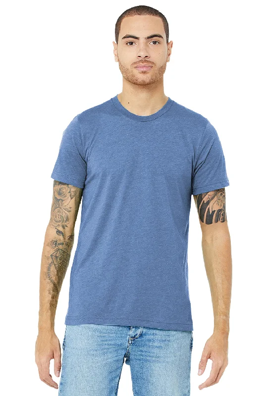 Men's short-sleeve bold rich-wild-coral top-Bella + Canvas Mens Short Sleeve Crewneck T-Shirt - Blue