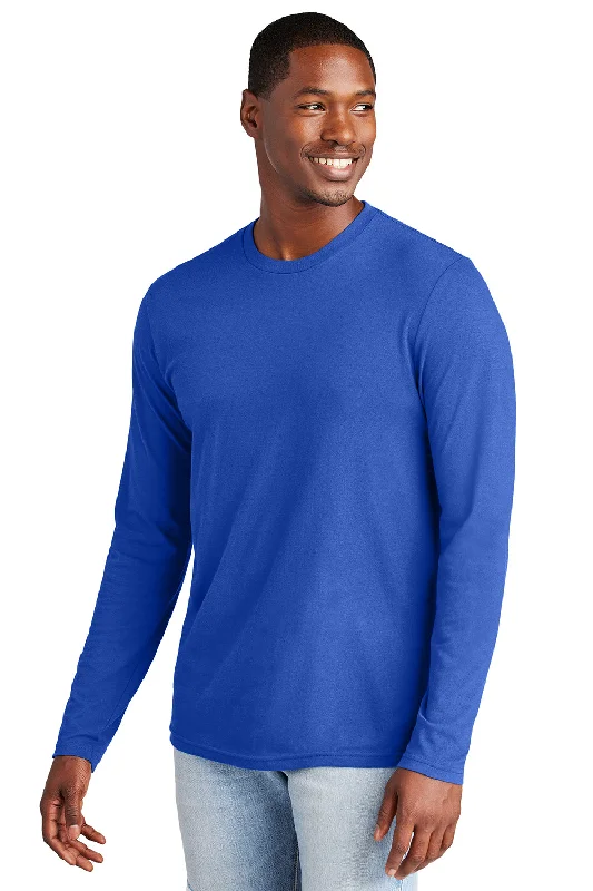 Men's short-sleeve neutral casual-faint-pattern top-District Mens Very Important Long Sleeve Crewneck T-Shirt - Deep Royal Blue