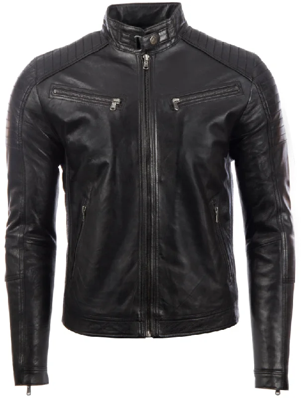 Men's glide adventure jackets-VO3W Men's Biker Jacket - Black