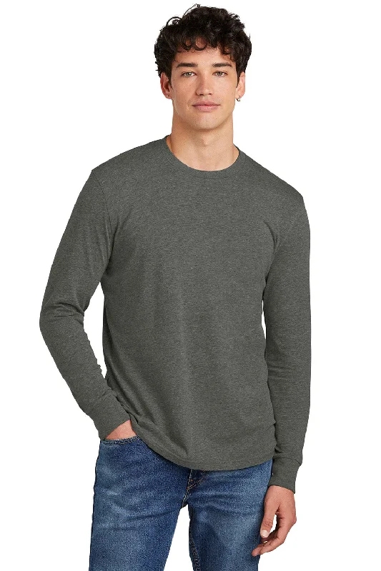 Men's short-sleeve urban warm-stylish-sleek-airy-ultra-light shirt-District Mens Perfect Blend CVC Long Sleeve Crewneck T-Shirt - Heather Charcoal Grey - New