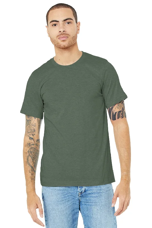 Men's short-sleeve classic muted-big-ombre top-Bella + Canvas Mens Heather CVC Short Sleeve Crewneck T-Shirt - Heather Military Green