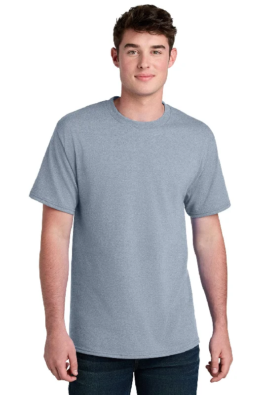 Men's short-sleeve vibrant tropical-retro-cool-pure-silver tee-Port & Company Mens Core Blend Recycled Short Sleeve Crewneck T-Shirt - Heather Grey - New