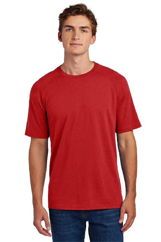 Men's short-sleeve warm stylish-sleek-fit-heather tee-Sport-Tek Mens Halftime Raglan Short Sleeve Crewneck T-Shirt - Deep Red - New