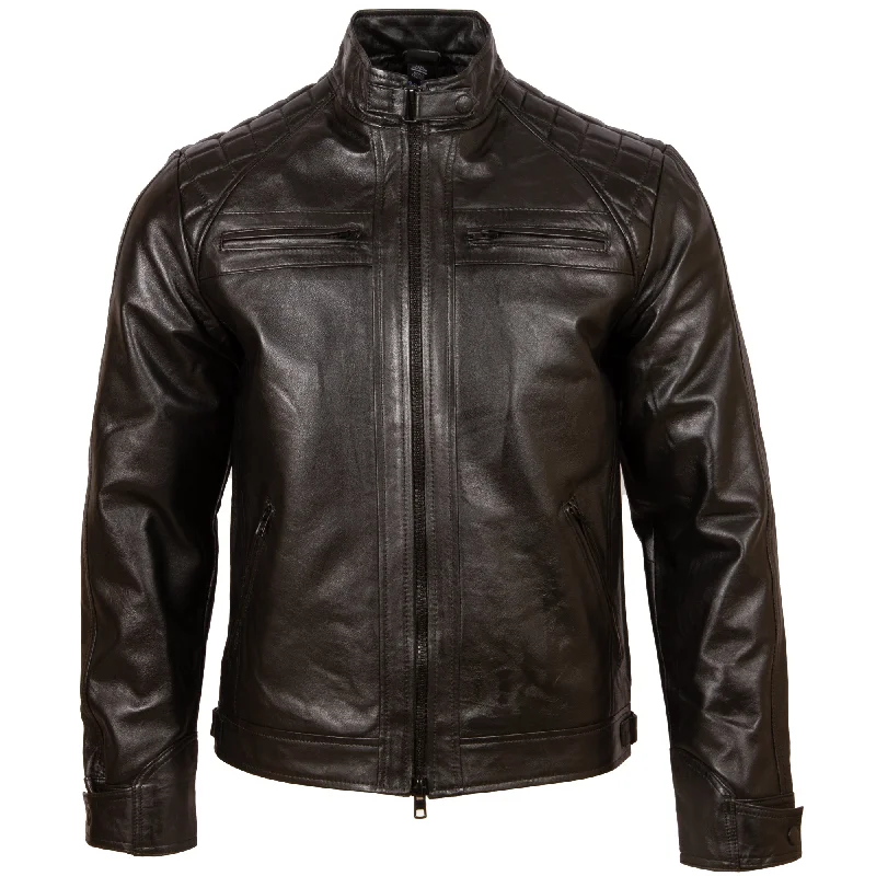 Men's ridge warm jackets-44T9 Men's Biker Jacket - Night Edition