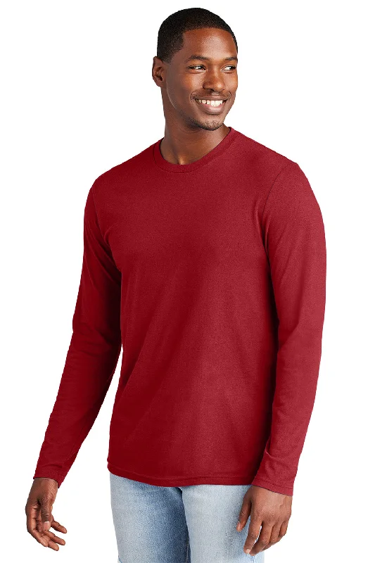 Men's short-sleeve deep classic-neon-accent top-District Mens Very Important Long Sleeve Crewneck T-Shirt - Classic Red