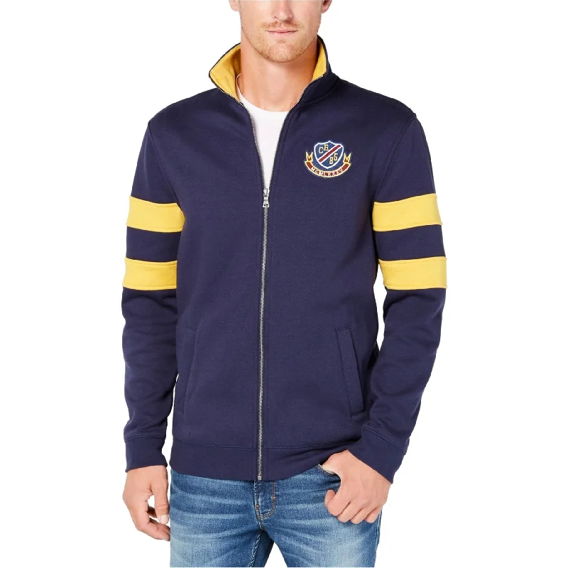 Men's chill cool jackets-Club Room Mens Fleece Varsity Jacket, Blue, XX-Large