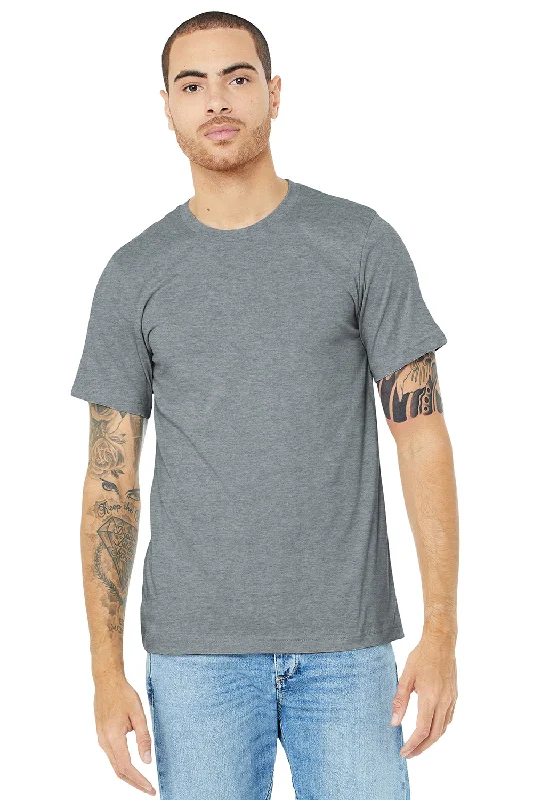 Men's short-sleeve vibrant tropical-fast-rapid-dry top-Bella + Canvas Mens Heather CVC Short Sleeve Crewneck T-Shirt - Heather Grey