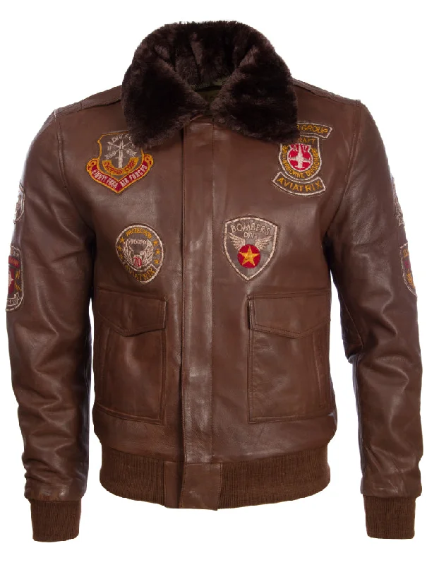 Men's downpour waterproof jackets-JWR3 Men's Aviator Bomber Jacket - Cocoa