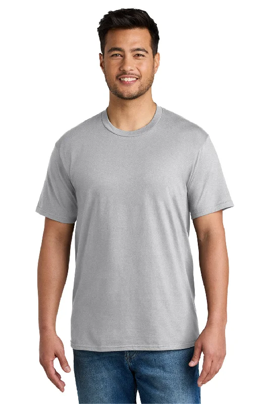 Men's short-sleeve casual bold-rich-boxy-swirl tee-Port & Company Mens CVC Short Sleeve Crewneck T-Shirt - Silver Grey - New