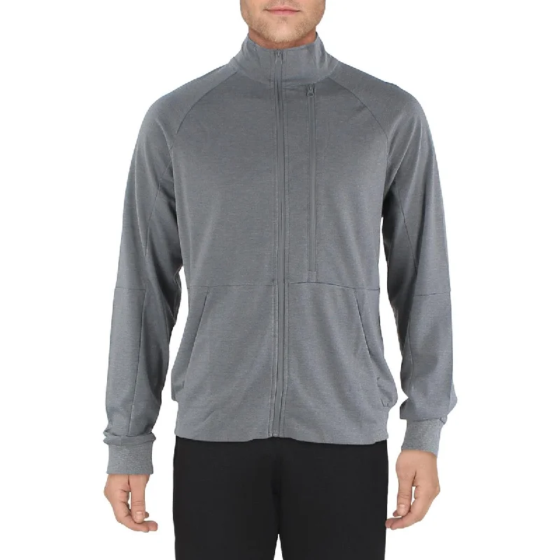 Men's haze soft jackets-Blue Ice Mens Heathered Long Sleeve Active