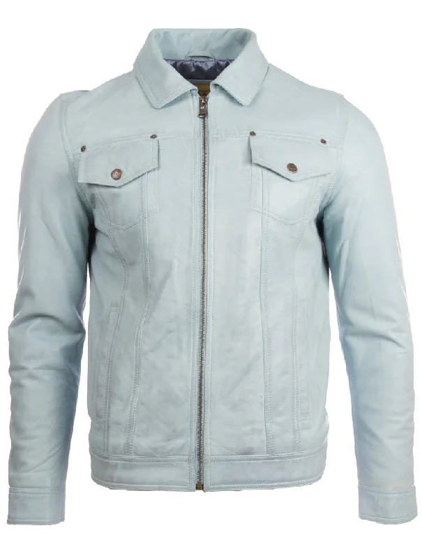 Men's lows explorer jackets-AGQ5 Men's Trucker Harrington Jacket - Sky Blue