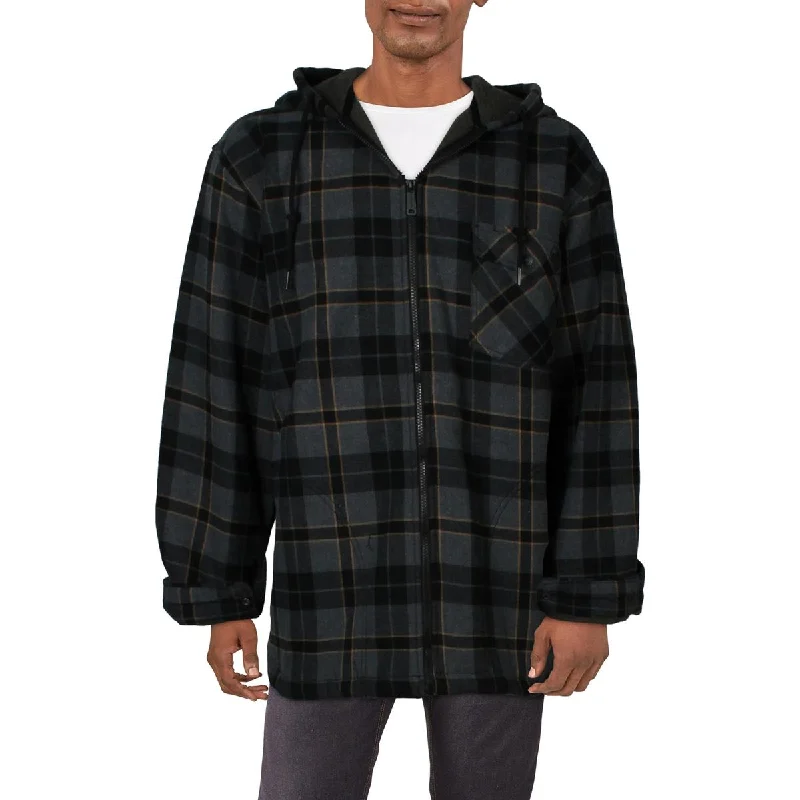 Men's guide bold jackets-Wolverine Mens Bucksaw Sherpa Plaid Hooded Shirt Jacket